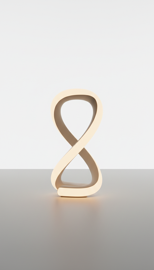 Sculptural LED Lamp in Brushed Metal